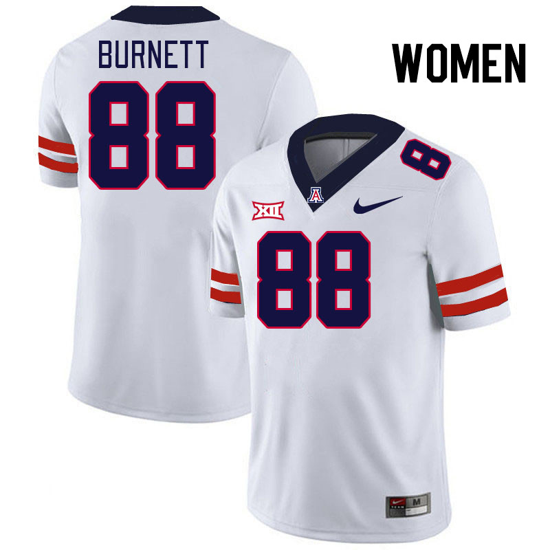 Women #88 Keyan Burnett Arizona Wildcats Big 12 Conference College Football Jerseys Stitched-White